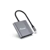 Equip 133488 adaptador 3 em 1 de USB-C para HDMI / USB-A / USB PD, USB 3.2 Gen 1 (3.1 Gen 1), 4K/60 Hz, 100 W PD, alumínio, preto/cinzento