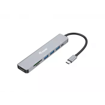 Adaptador multifunções Equip USB-C 7-em-1, HDMI 4K/60Hz, USB 3.2 Gen1 x3, TF/Micro SD, 100W USB PD