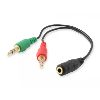 Cabo divisor de áudio Equip, preto, 3,5 mm, 2 x 3,5 mm, conector fêmea, ficha, policloreto de vinilo (PVC)