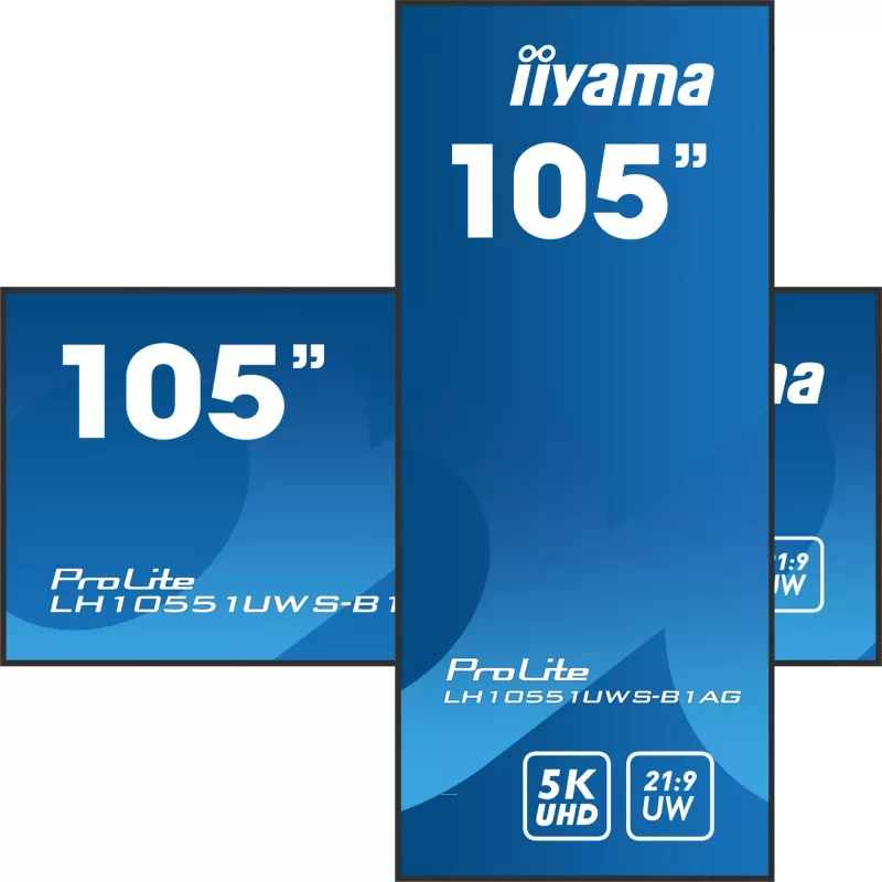 Ecrã de sinalização iiyama LH10551UWS-B1AG ecrã plano de sinalização digital 2,67 m (105 polegadas) LED 500 cd/m² UltraWide 5K HD preto 24/7