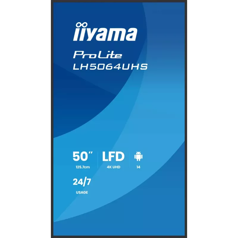 Ecrã plano de sinalização digital iiyama LH5064UHS-B1AG 50 polegadas 4K Ultra HD
