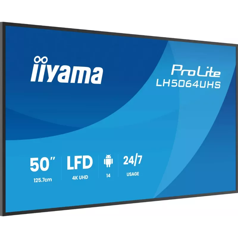 Ecrã plano de sinalização digital iiyama LH5064UHS-B1AG 50 polegadas 4K Ultra HD