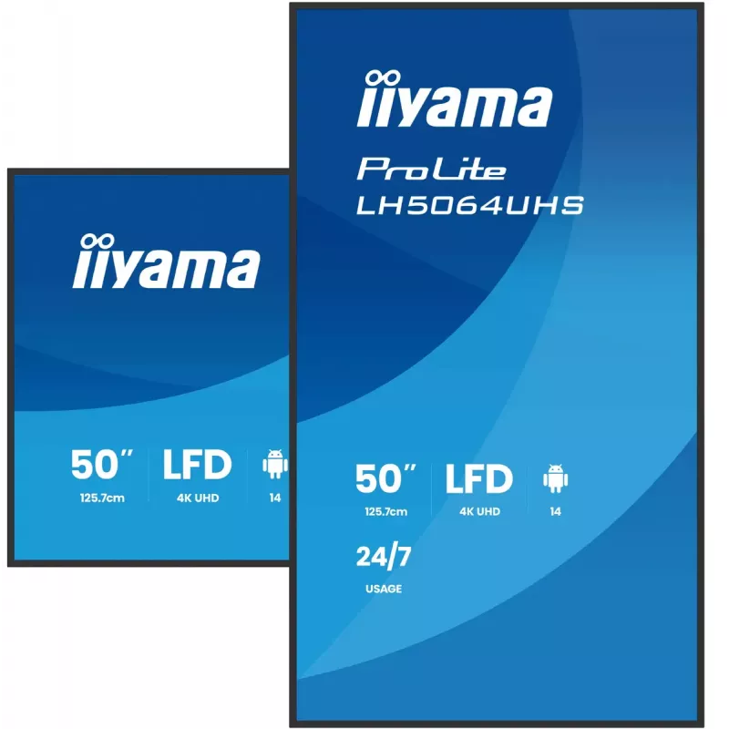 Ecrã plano de sinalização digital iiyama LH5064UHS-B1AG 50 polegadas 4K Ultra HD