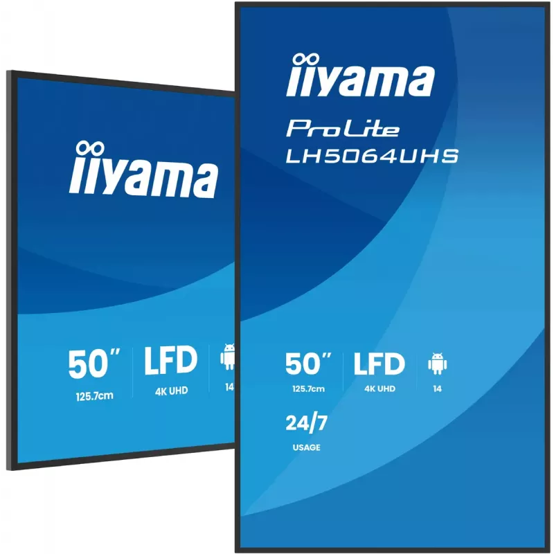 Ecrã plano de sinalização digital iiyama LH7564UHS-B1AG 75 polegadas 4K Ultra HD