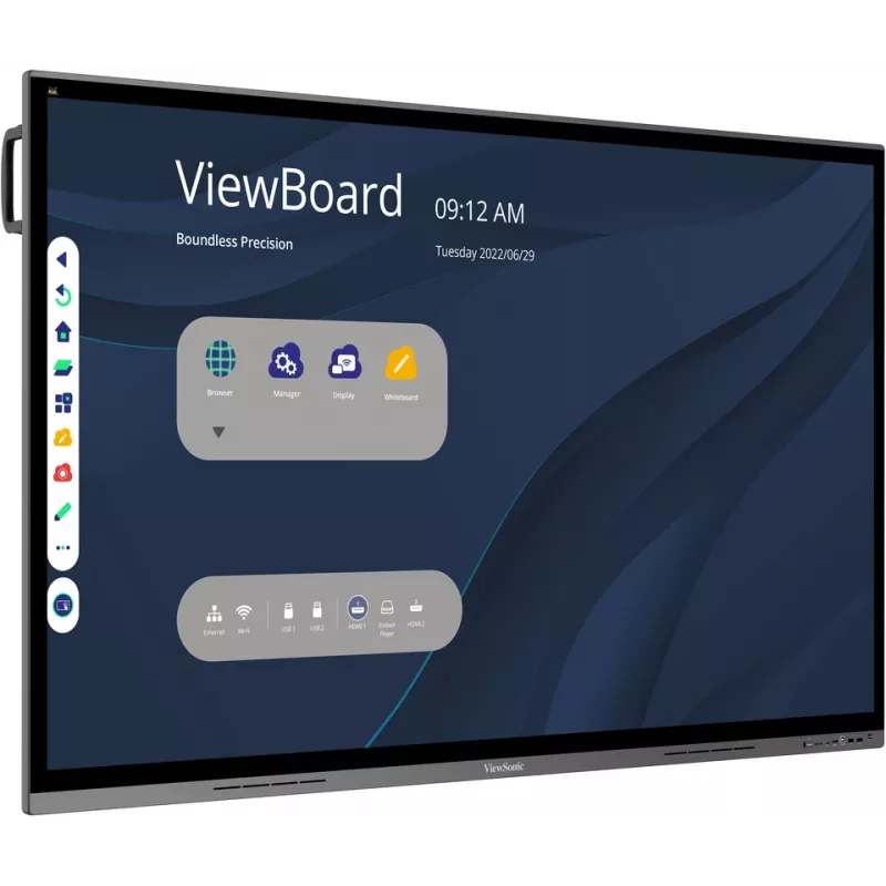 Ecrã de sinalização Viewsonic IFP7562 ecrã interativo plano 190,5 cm (75 polegadas) LED Wi-Fi 350 cd/m² 4K Ultra HD preto ecrã tátil processador integrado Android
