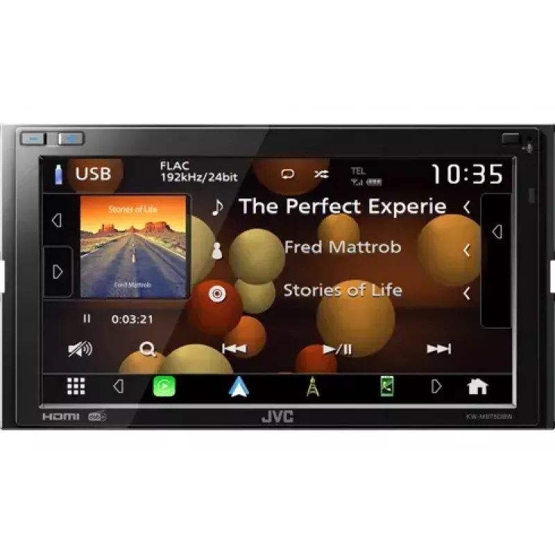 Recetor multimédia para automóvel JVC KW-M875DBW preto Wi-Fi 180 W Bluetooth