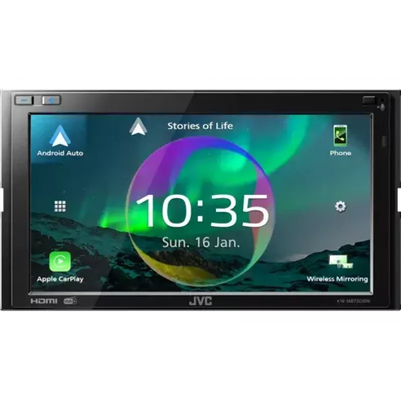 Recetor multimédia para automóvel JVC KW-M875DBW preto Wi-Fi 180 W Bluetooth