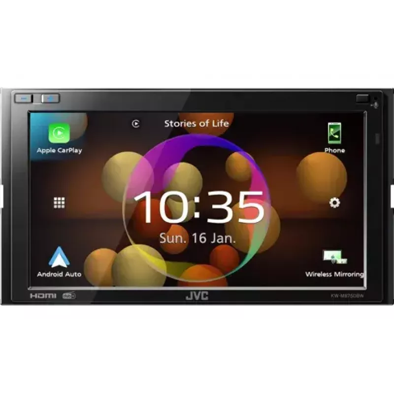 Recetor multimédia para automóvel JVC KW-M875DBW preto Wi-Fi 180 W Bluetooth