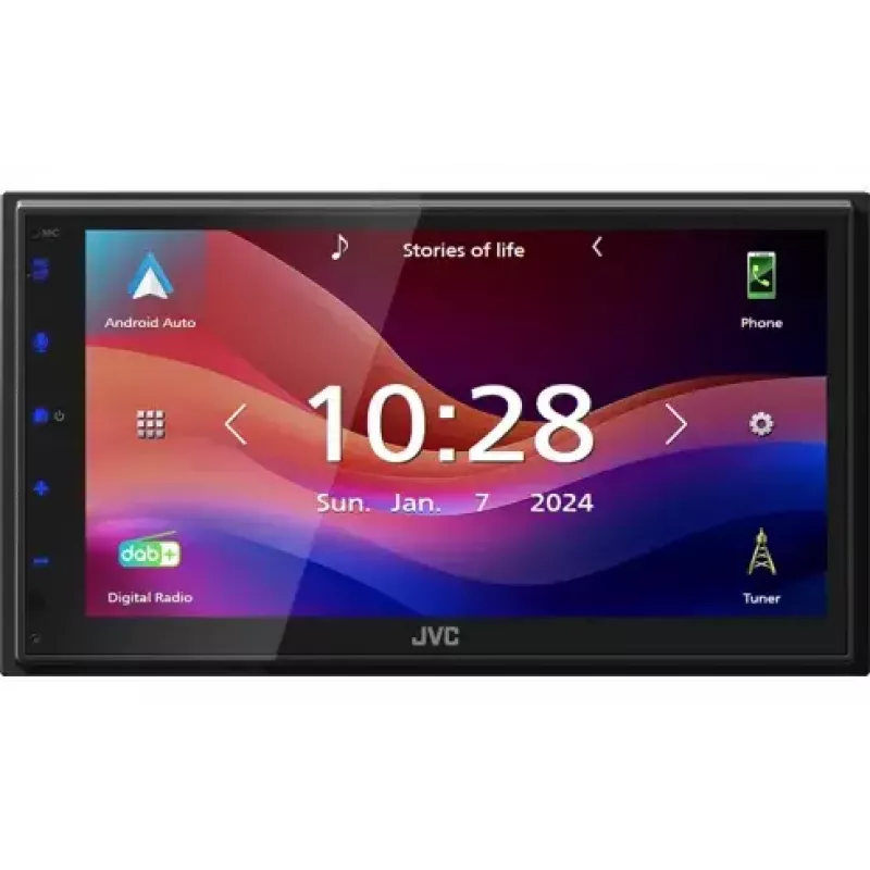 JVC KW-M595DBT auto-rádio multimédia 2 DIN, ecrã tátil de 6,8 polegadas, DAB+, Apple CarPlay, Android Auto, Wi-Fi, 22 W, preto