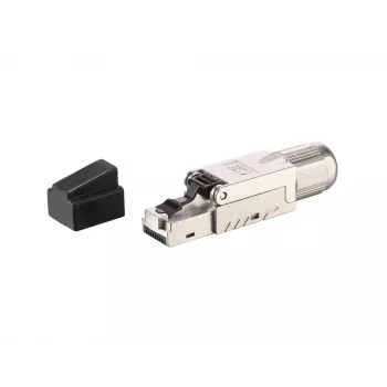 Equip Ficha RJ45 sem ferramentas Cat 8.1 5 unid./conjunto preto aço inoxidável macho