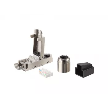 Equip Ficha RJ45 sem ferramentas Cat 8.1 5 unid./conjunto preto aço inoxidável macho