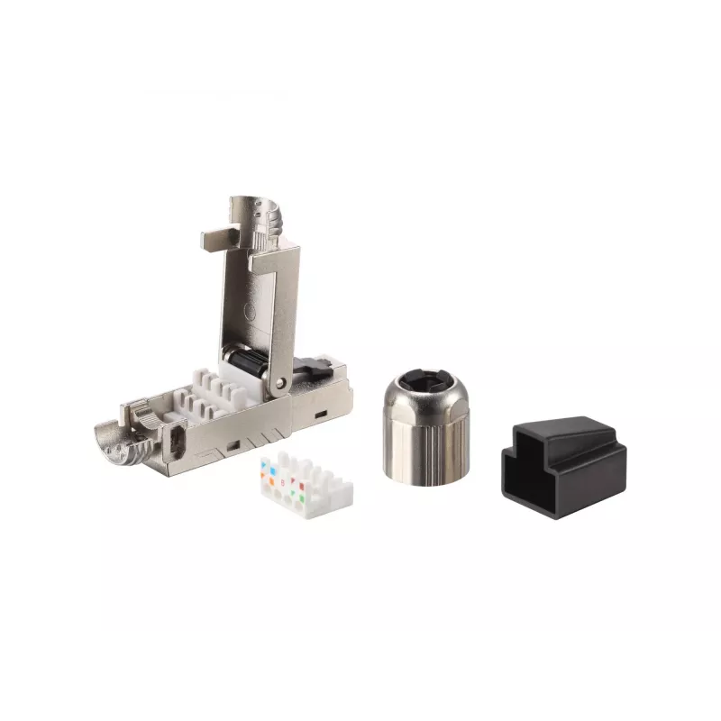 Equip Ficha RJ45 sem ferramentas Cat 8.1 5 unid./conjunto preto aço inoxidável macho