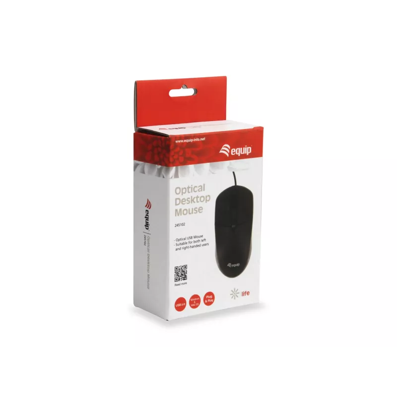 Equip 245102 Rato de escritório ambidestro USB Type-A ótico 1000 DPI