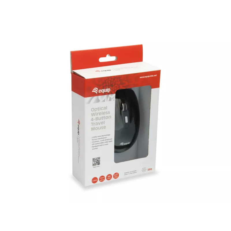 Equip 245104 Rato de viagem ambidestro RF sem fios ótico 1600 DPI