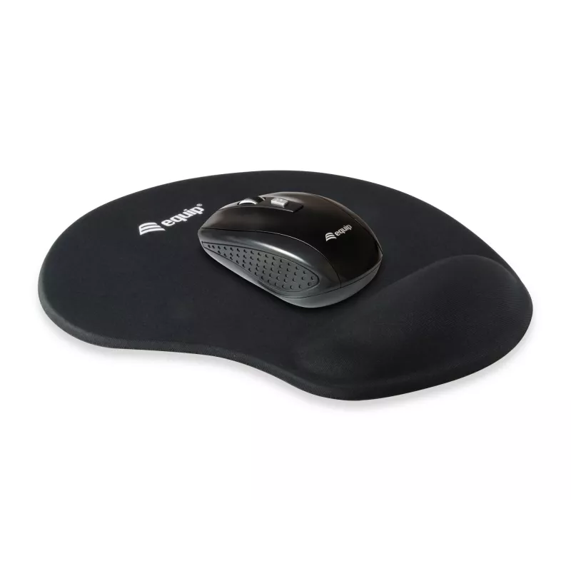 Equip Tapete de rato em gel, preto, liso, tecido, gel, poliuretano, apoio de pulso, base antiderrapante