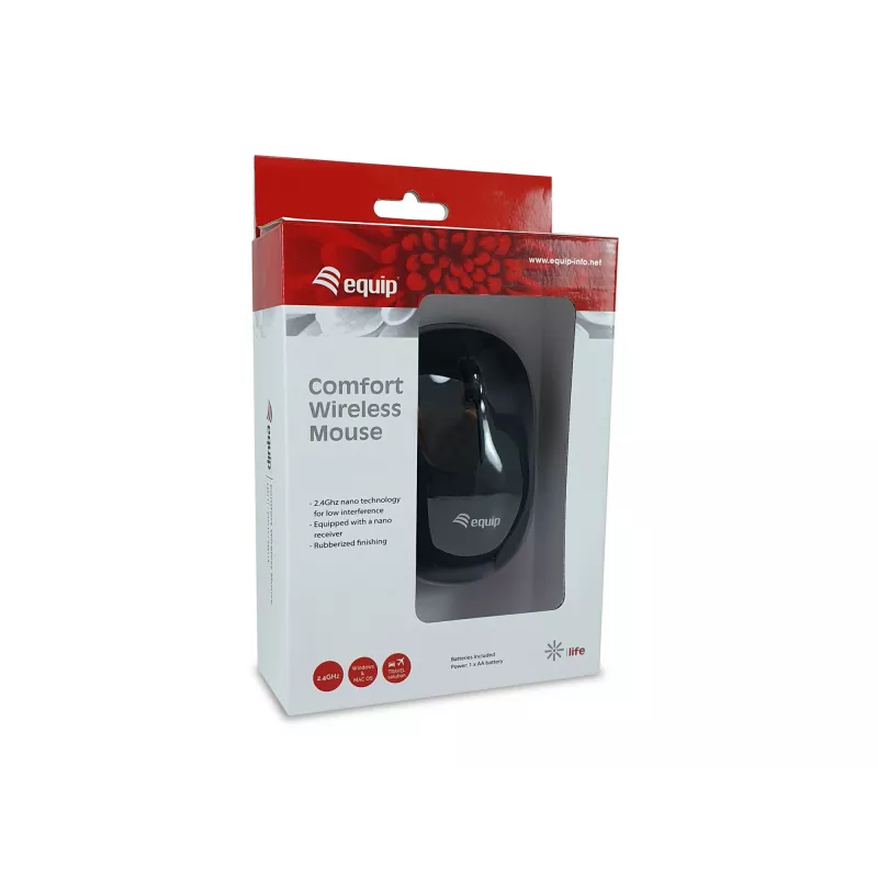 Equip Rato Comfort sem fios preto RF sem fios