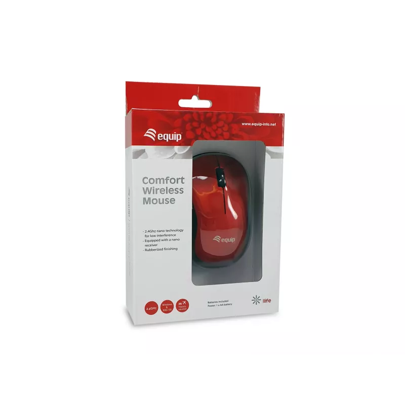 Rato sem fios Equip Comfort vermelho RF sem fios