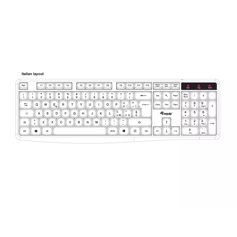 Equip 245213 Teclado escritório USB QWERTY italiano preto