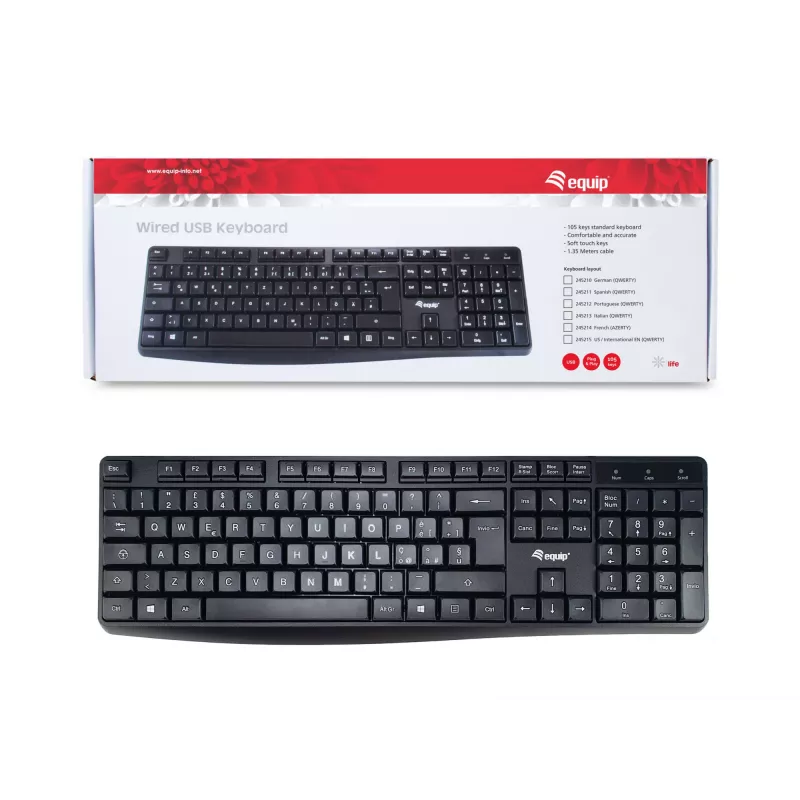 Equip 245213 Teclado escritório USB QWERTY italiano preto