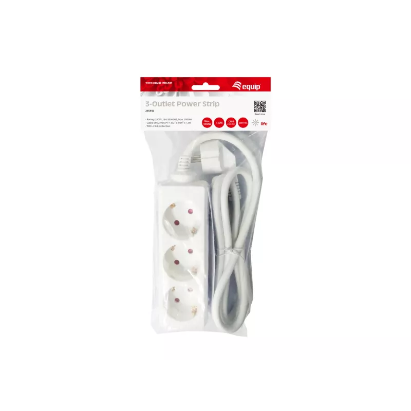 Extensão elétrica Equip 245550 1,5 m 3 tomadas AC para interior branco