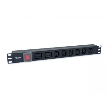 Régua de tomadas Equip 8 tomadas, 6 x IEC-C13 + 2 x IEC-C19, interruptor on/off, caixa em alumínio
