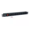 Régua de tomadas Equip 8 tomadas, 6 x IEC-C13 + 2 x IEC-C19, interruptor on/off, caixa em alumínio