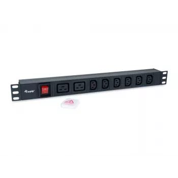 Régua de tomadas Equip 8 tomadas, 6 x IEC-C13 + 2 x IEC-C19, interruptor on/off, caixa em alumínio