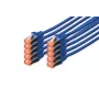 Cabo patch DIGITUS - CAT6 - S/FTP - Snagless - Cu - 5m - azul - pack de 10