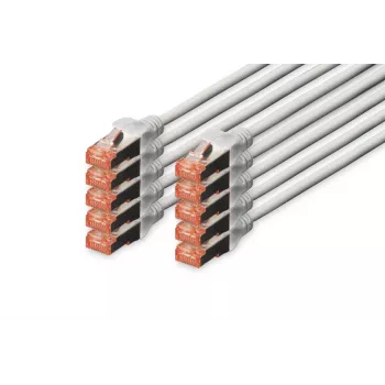 Cabo patch DIGITUS - CAT6 - S/FTP - Snagless - 50 cm - cinzento - pack de 10