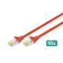 DIGITUS Cabo de rede CAT6 S/FTP, 2 m, vermelho, pack de 10