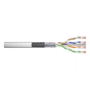 Cabo de rede Digitus CAT 6 SF/UTP cabo patch entrançado em bruto 100m cinzento