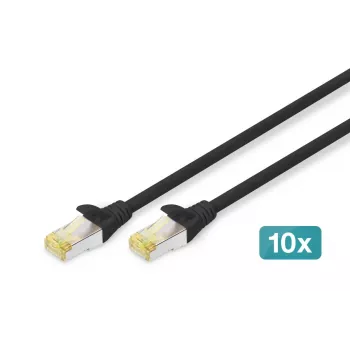 Cabo de rede DIGITUS - CAT6a - S/FTP - Snagless - Cu - 0,5 m - preto - pack de 10