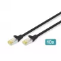 Cabo de rede DIGITUS - CAT6a - S/FTP - Snagless - 3 m - preto - pack de 10