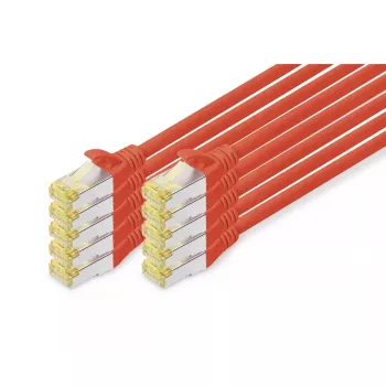 Cabo de rede DIGITUS - CAT6a - S/FTP - Snagless - 3 m - vermelho - pack de 10