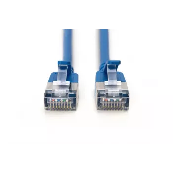 Cabo de rede fino DIGITUS - CAT6A - F-FTP - 30 cm - azul