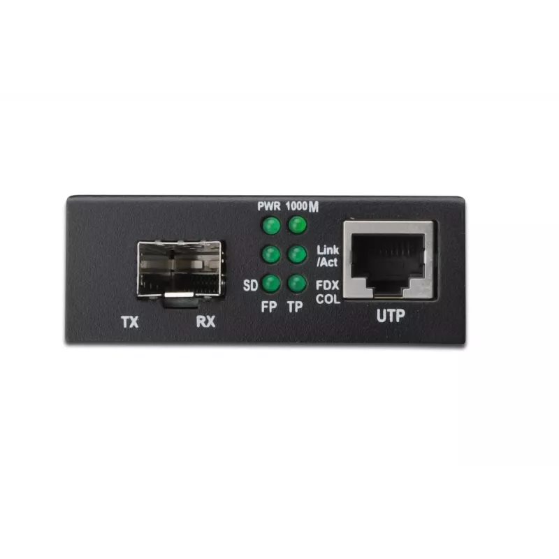 Conversor de suporte DIGITUS, SFP 10/100/1000Base-T para SFP Open Slot, incl. fonte de alimentação sem módulo SFP