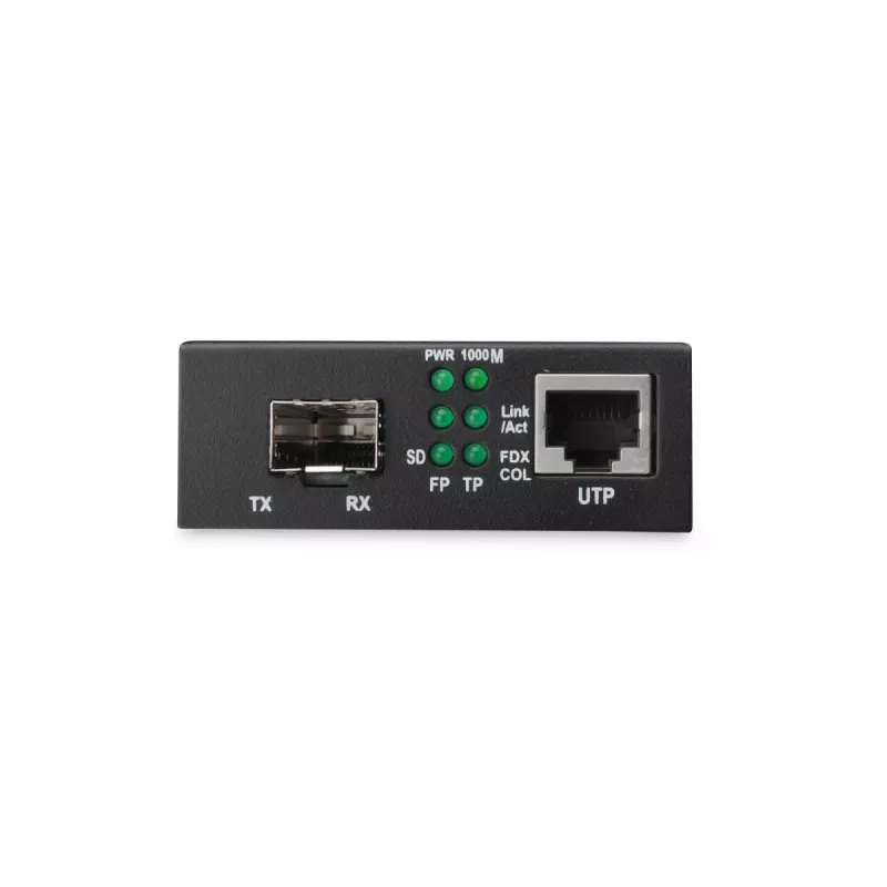 Conversor de suporte DIGITUS, SFP 10/100/1000Base-T para SFP Open Slot, incl. fonte de alimentação sem módulo SFP