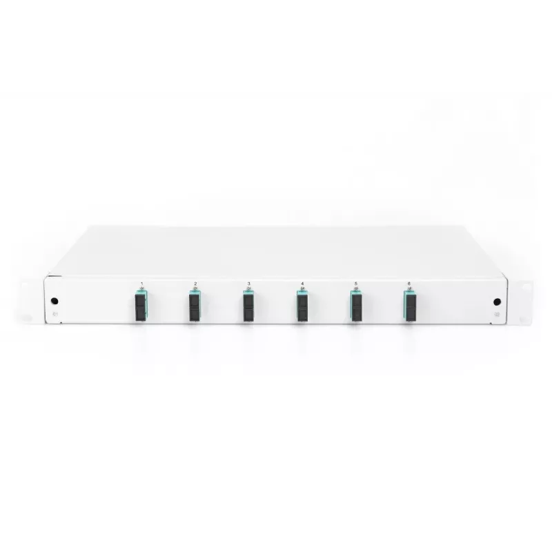 DIGITUS Caixa de emenda deslizante de fibra ótica, 1U, equipada com 6x SC Duplex, incl. parafuso M25, cassete de emenda, pigtails coloridos OM3, adaptadores