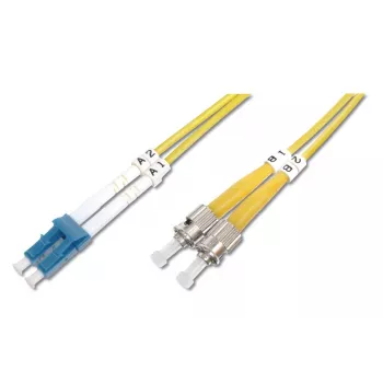 DIGITUS Cabo de patch de fibra ótica, LC para ST OS2, Monomodo 9/125 µm, Duplex, comprimento 3 m