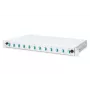 DIGITUS caixa de fusão de fibra ótica, 1HE, equipada com 12x LC-Duplex, incl. parafusos M25, cassete de fusão OM3, pigtails coloridos, adaptador
