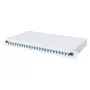 DIGITUS Caixa de emenda deslizante de fibra ótica, 1U, equipada com 24x LC Duplex, incl. parafuso M25, cassete de emenda, pigtails coloridos OM4, adaptadores