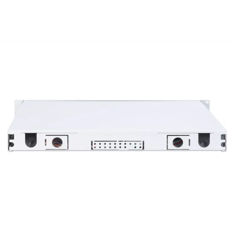 DIGITUS Caixa de emenda deslizante de fibra ótica, 1U, equipada com 24x LC Duplex, incl. parafuso M25, cassete de emenda, pigtails coloridos OM4, adaptadores