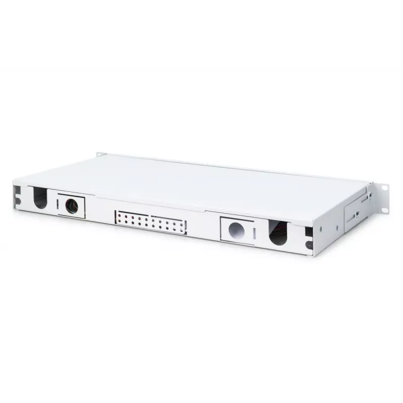DIGITUS Caixa de emenda deslizante de fibra ótica, 1U, equipada com 12x LC Duplex, incl. parafuso M25, cassete de emenda, pigtails coloridos OM4, adaptadores