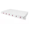 Caixa de fusão de fibra ótica DIGITUS de encaixe, 1HE, equipada com 6x LC-Duplex, incl. parafuso M 25, cassete de fusão OM4 pigtails coloridos, adaptador
