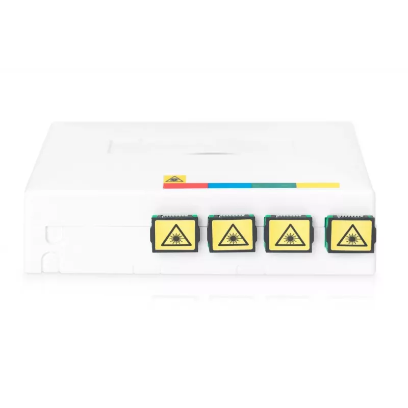 DIGITUS Caixa FTTH, com 4x adaptador SC (APC) SX e montagem em calha DIN