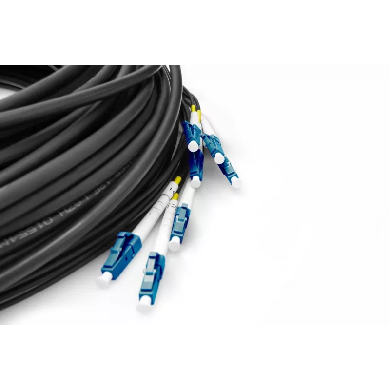 DIGITUS Cabo breakout - 8 fibras SM G.657.A1 LC/UPC-LC/UPC universal preto 100m