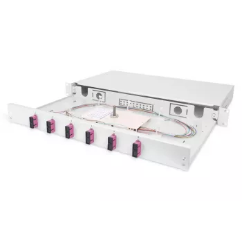 DIGITUS Caixa de emenda de fibra ótica SC OM4 1U 6xSC-DX cassete pigtails acopladores