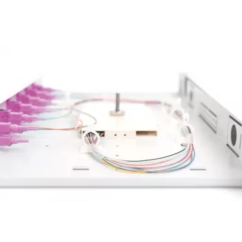 DIGITUS Caixa de emenda de fibra ótica SC OM4 1U 6xSC-DX cassete pigtails acopladores
