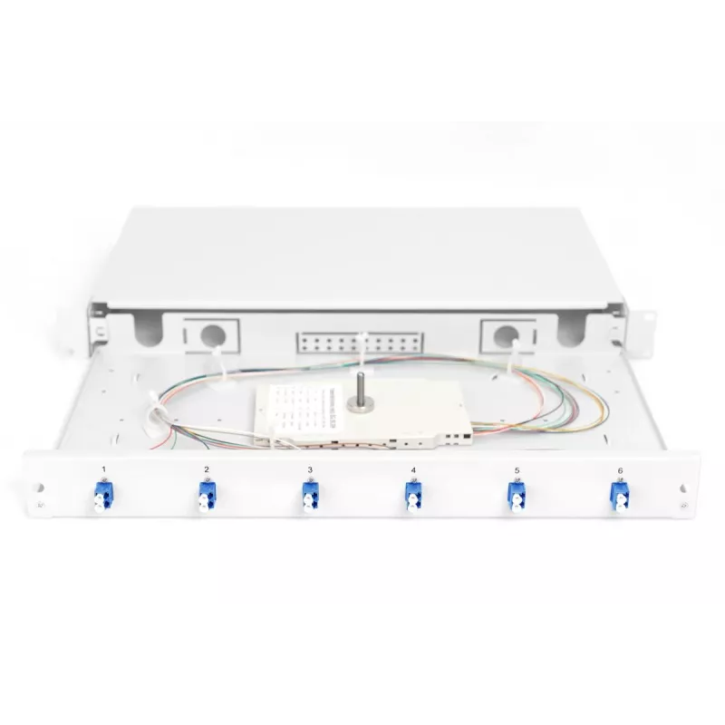 DIGITUS Caixa de emenda de fibra ótica LC OS2 1U 6xLC-DX com cassete, pigtails e acopladores