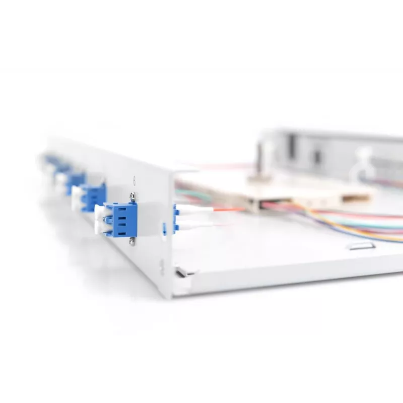 DIGITUS Caixa de emenda de fibra ótica LC OS2 1U 6xLC-DX com cassete, pigtails e acopladores